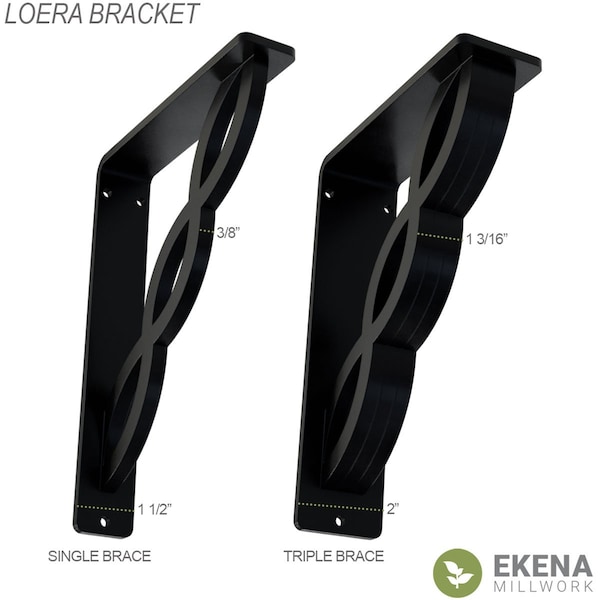 Loera Wrought Iron Bracket, (Triple Center Brace), Antiqued Pale Gold 2W X 7 1/2D X 10H